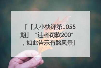 「大小快评第1055期」“违者罚款200”，如此告示有煞风景