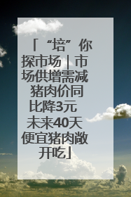 “培”你探市场｜市场供增需减 猪肉价同比降3元 未来40天便宜猪肉敞开吃