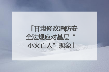 甘肃修改消防安全法规应对基层“小火亡人”现象