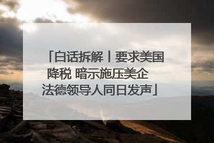 白话拆解丨要求美国降税 暗示施压美企 法德领导人同日发声