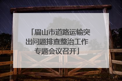 眉山市道路运输突出问题排查整治工作专题会议召开