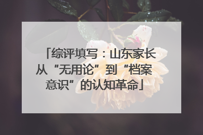 综评填写：山东家长从“无用论”到“档案意识”的认知革命