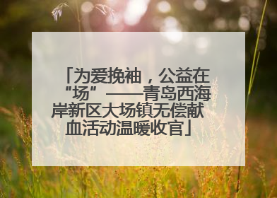 为爱挽袖，公益在“场”——青岛西海岸新区大场镇无偿献血活动温暖收官