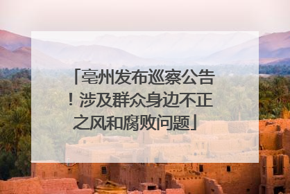 亳州发布巡察公告！涉及群众身边不正之风和腐败问题