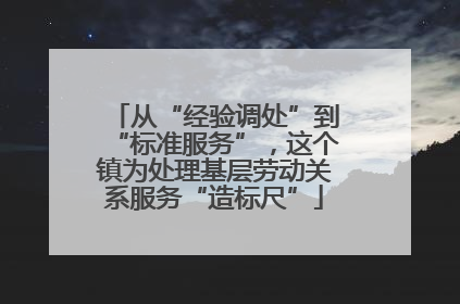 从“经验调处”到“标准服务”，这个镇为处理基层劳动关系服务“造标尺”