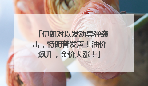 伊朗对以发动导弹袭击，特朗普发声！油价飙升，金价大涨！