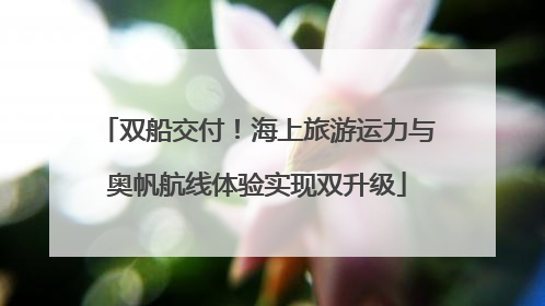 双船交付！海上旅游运力与奥帆航线体验实现双升级