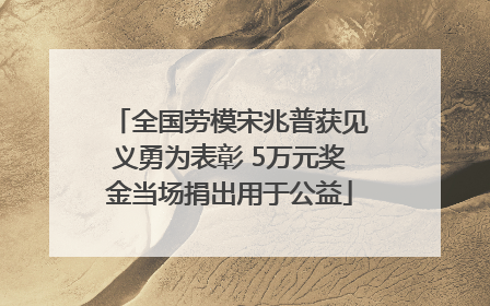 全国劳模宋兆普获见义勇为表彰 5万元奖金当场捐出用于公益