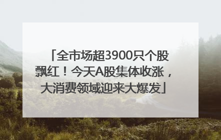 全市场超3900只个股飘红！今天A股集体收涨，大消费领域迎来大爆发
