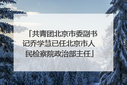 共青团北京市委副书记乔学慧已任北京市人民检察院政治部主任