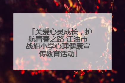 关爱心灵成长，护航青春之路 江油市战旗小学心理健康宣传教育活动