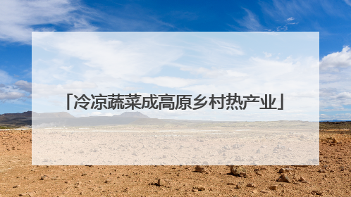 冷凉蔬菜成高原乡村热产业