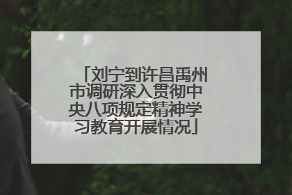 刘宁到许昌禹州市调研深入贯彻中央八项规定精神学习教育开展情况