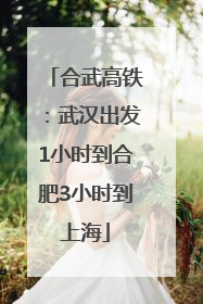 合武高铁：武汉出发1小时到合肥3小时到上海