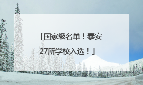 国家级名单！泰安27所学校入选！