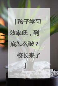 孩子学习效率低，到底怎么破？｜校长来了