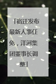 宿迁发布最新人事任免，洋河集团董事长调整