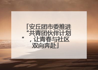 安丘团市委推进“共青团伙伴计划”，让青春与社区双向奔赴
