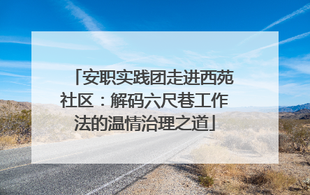 安职实践团走进西苑社区：解码六尺巷工作法的温情治理之道