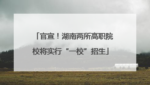官宣！湖南两所高职院校将实行“一校”招生