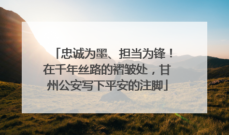 忠诚为墨、担当为锋！在千年丝路的褶皱处，甘州公安写下平安的注脚