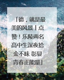 德，就是最美的风景丨点赞！乐陵两名高中生深夜拾金不昧 彰显青春正能量