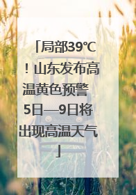 局部39℃！山东发布高温黄色预警 5日—9日将出现高温天气