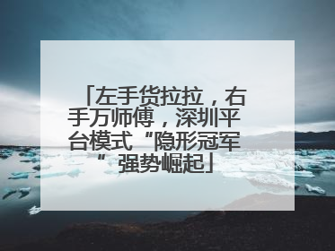 左手货拉拉，右手万师傅，深圳平台模式“隐形冠军”强势崛起