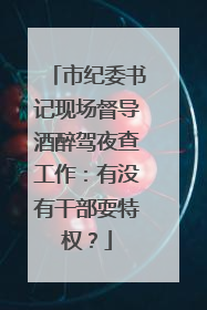 市纪委书记现场督导酒醉驾夜查工作：有没有干部耍特权？