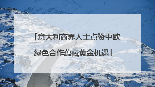 意大利商界人士点赞中欧绿色合作蕴藏黄金机遇