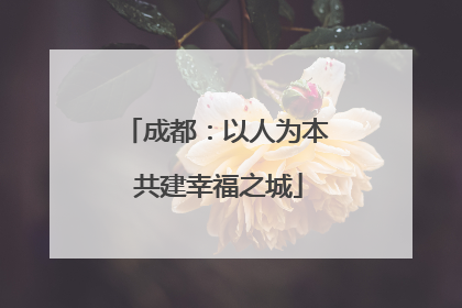成都：以人为本 共建幸福之城