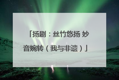 扬剧：丝竹悠扬 妙音婉转（我与非遗）