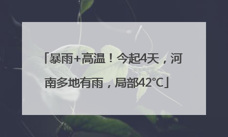 暴雨+高温！今起4天，河南多地有雨，局部42℃