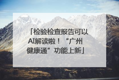 检验检查报告可以AI解读啦！“广州健康通”功能上新