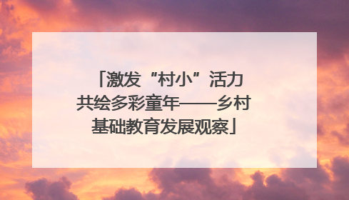 激发“村小”活力 共绘多彩童年——乡村基础教育发展观察