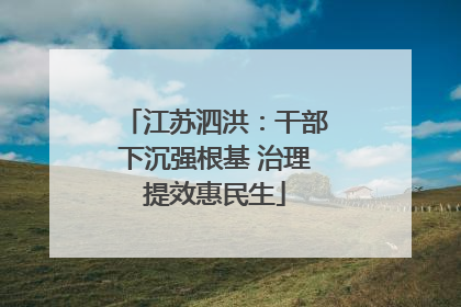 江苏泗洪：干部下沉强根基 治理提效惠民生