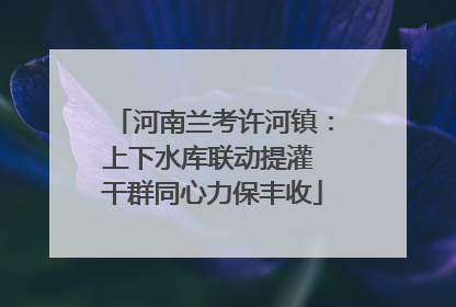 河南兰考许河镇：上下水库联动提灌 干群同心力保丰收