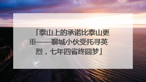 泰山上的承诺比泰山更重——聊城小伙受托寻英烈，七年四省终圆梦