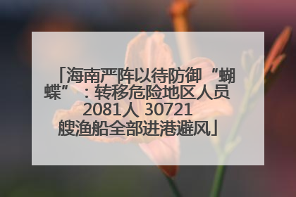 海南严阵以待防御“蝴蝶”：转移危险地区人员2081人 30721艘渔船全部进港避风