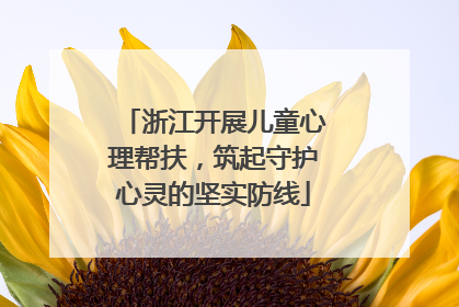 浙江开展儿童心理帮扶，筑起守护心灵的坚实防线