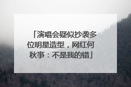 演唱会疑似抄袭多位明星造型，网红何秋亊：不是我的错