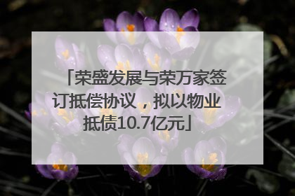 荣盛发展与荣万家签订抵偿协议，拟以物业抵债10.7亿元