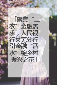 聚焦“三农”金融需求，人民银行莱芜分行引金融“活水”绽乡村振兴之花