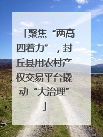 聚焦“两高四着力”，封丘县用农村产权交易平台撬动“大治理”