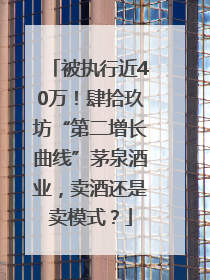 被执行近40万！肆拾玖坊“第二增长曲线”茅泉酒业，卖酒还是卖模式？