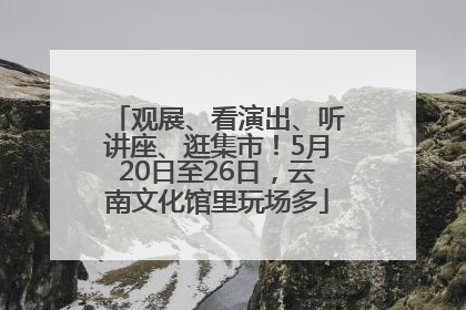 观展、看演出、听讲座、逛集市！5月20日至26日，云南文化馆里玩场多